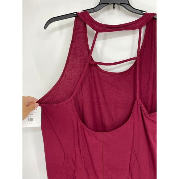 Whisper Burgundy Strappy Open Back Tank Top 1X NEW Womens Summer Gym Flowy - Picture 4 of 8